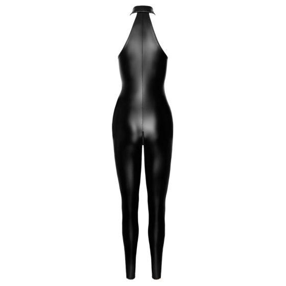 Noir - zipper jumpsuit with shiny fabric (black) - M