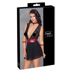 Cottelli Bondage - lace babydoll with neck strap (black)
