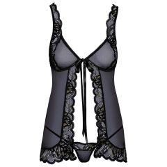 Kissable - open babydoll with ribbon (black)