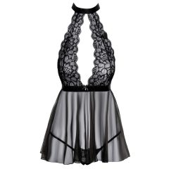 Kissable - lace babydoll with neck strap (black)