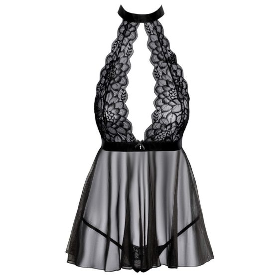 Kissable - lace babydoll with neck strap (black)