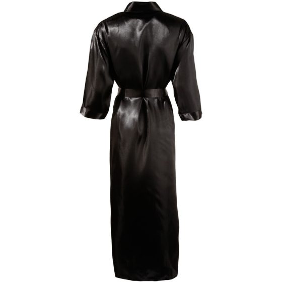 Cottelli - Satin robe (black) - 2XL/3XL