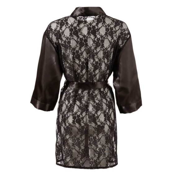 Cottelli - satin lace short kimono (black) - L/XL