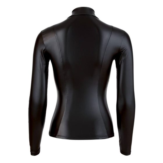 Cottelli - Women's long sleeve top with shiny sleeves (black)