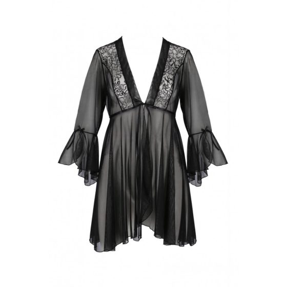 Passion Eco Primula - lace robe and thong with vine (black)