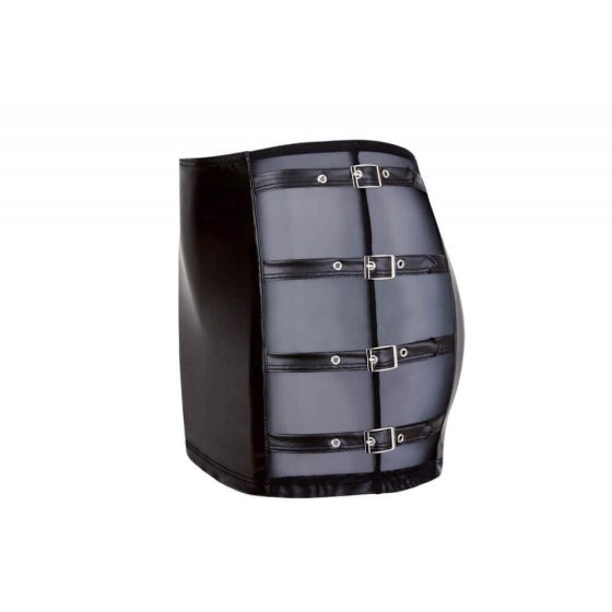 Cottelli - shiny mini skirt with buckle (black) - L