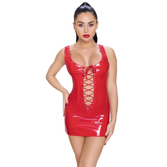 Black Level - Lacquer mini dress with laces (red)