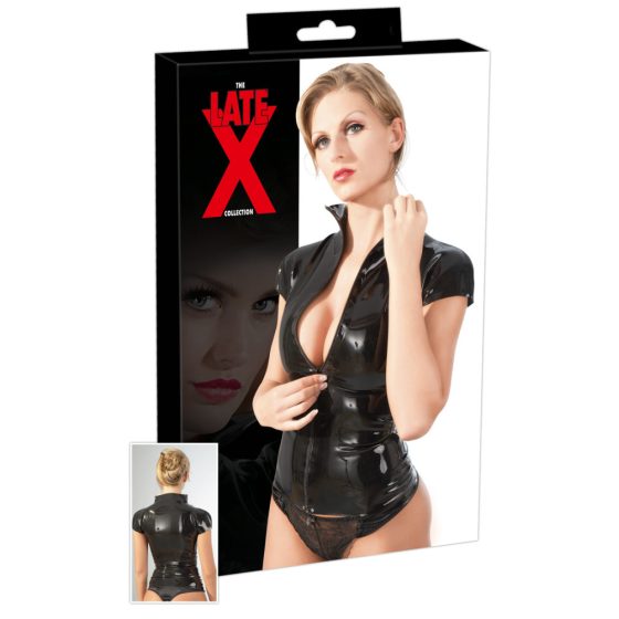 LATEX - Women's short-sleeved top with zipper (black) - S