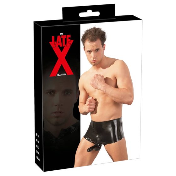 LATEX - boxer with penis sheath (black) - L/XL