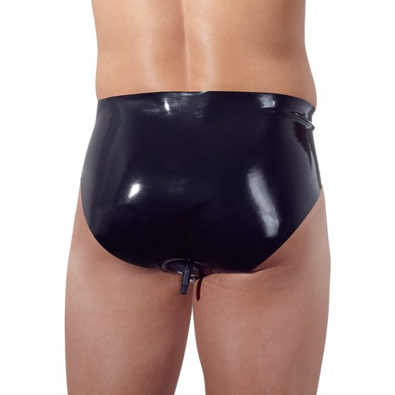 LATEX - men's inner conical anal bottom with dildo (black) - L