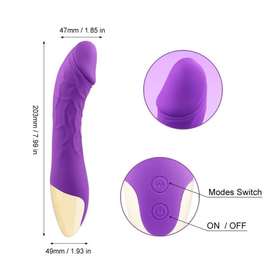 Mrow Real Lover - rechargeable, waterproof lifelike vibrator (purple)