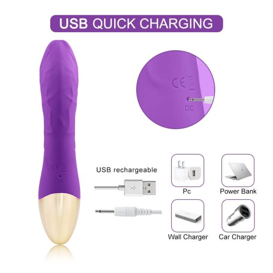 Mrow Real Lover - rechargeable, waterproof lifelike vibrator (purple)