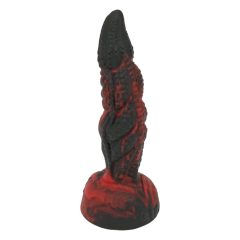   OgazR Hell Dong - Grooved dildo with sticky pads - 20 cm (black-red)