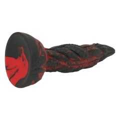  OgazR Hell Dong - Grooved dildo with sticky pads - 20 cm (black-red)