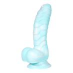   OgazR Sea Serpent - Grooved dildo with clamp - 17 cm (blue-white)
