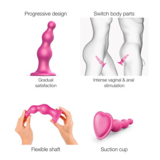 Strap-on-me Beads L - beaded, footed dildo (pink)