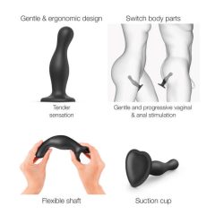 Strap-on-me Curvy S - wavy, footed dildo (black)