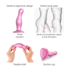 Strap-on-me Curvy S - wavy, footed dildo (pink)