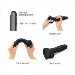 Strap-on-me S - double-layer, footed, lifelike dildo (black)