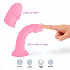 Dildolls Glitzy - sticky silicone dildo (pink)