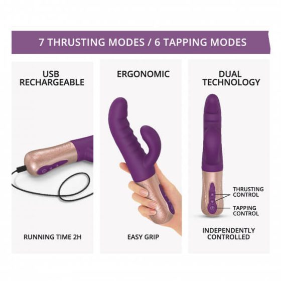 Love to Love Sassy Bunny - rechargeable, shock-pulsating vibrator with hammer (purple)
