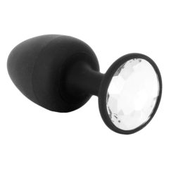   Dorcel Geisha Plug Diamond L - white stone anal dildo (black)