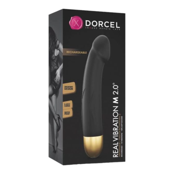 Dorcel Real Vibration M 2.0 - rechargeable vibrator (black-gold)