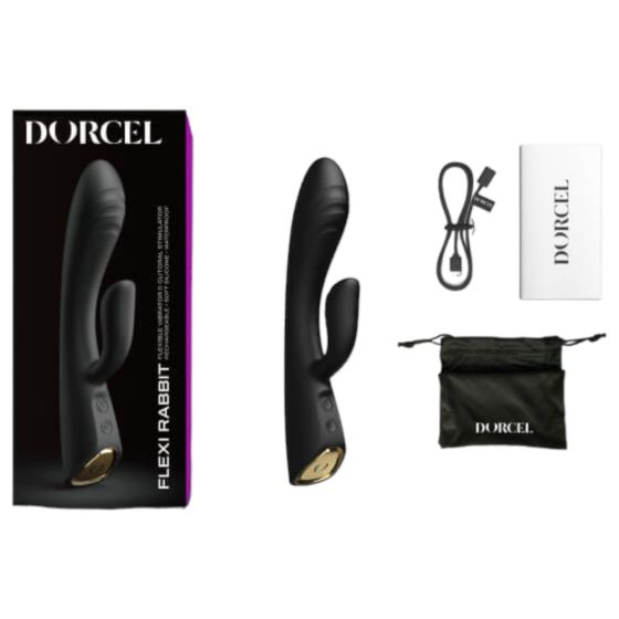 Dorcel Flexi Rabbit - rechargeable, heated vibrator with tickle lever (black)