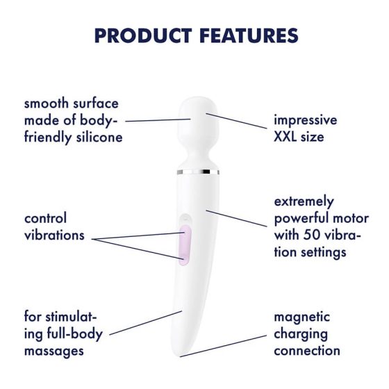 Satisfyer Wand-er Woman - Rechargeable, waterproof massager vibrator (white)