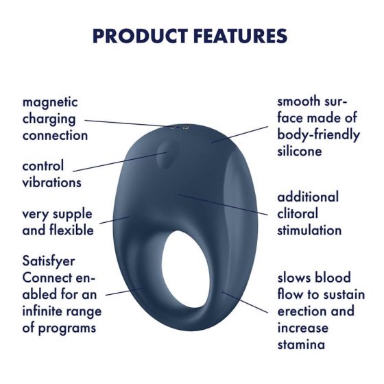 Satisfyer Strong One - smart, rechargeable, vibrating penis ring (blue)