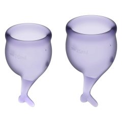   Satisfyer Feel Secure - menstrual cup set with tail (purple) - 2pcs
