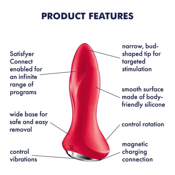 Satisfyer Rotator Plug 1 - Rechargeable rotating beaded anal vibrator (red)
