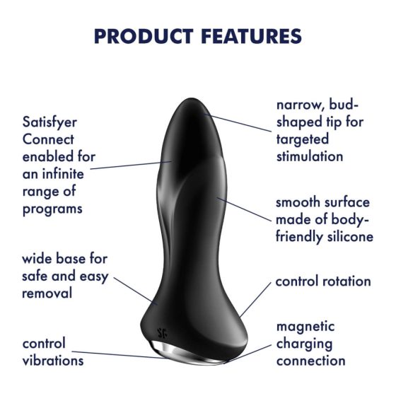 Satisfyer Rotator Plug 1 - Rechargeable rotating beaded anal vibrator (black)