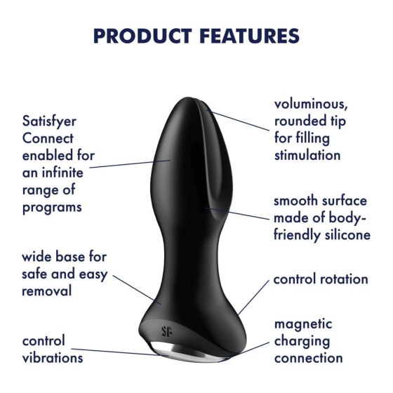 Satisfyer Rotator Plug 2 - Rechargeable rotating beaded anal vibrator (black)