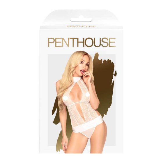 Penthouse Perfect Lover - lace, halter neck body (white) - M/L