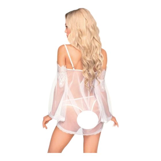 Penthouse Lip Smacker - lace, drop shoulder dress with underwear (white) - M/L