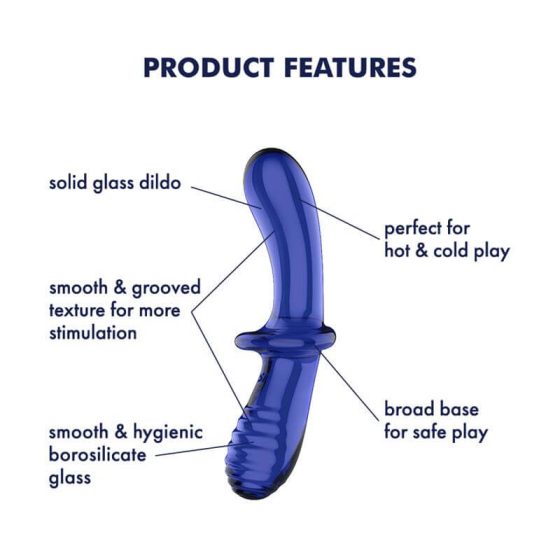 Satisfyer Double Crystal - 2 end glass dildo (blue)