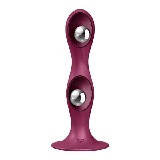 Satisfyer Double Ball-R - weighted dildo with sticky feet (red)
