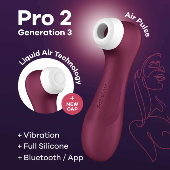 Satisfyer Pro 2 Gen3 - smart, rechargeable, air-wave clitoral vibrator (burgundy)