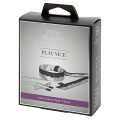   Fifty shades of grey - nipple clips with collar (black-silver)
