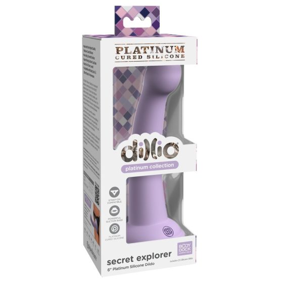 Dillio Secret Explorer - sticky-fingered silicone dildo (17cm) - purple