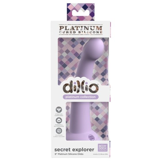 Dillio Secret Explorer - sticky-fingered silicone dildo (17cm) - purple