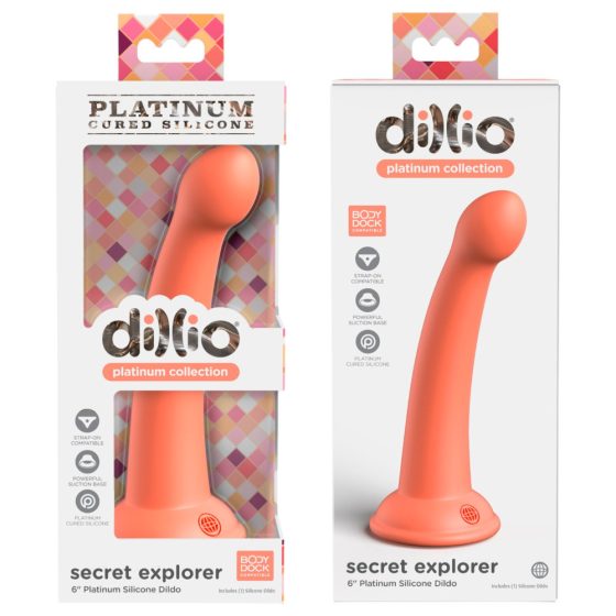 Dillio Secret Explorer - Clamp-on silicone dildo (17cm) - orange