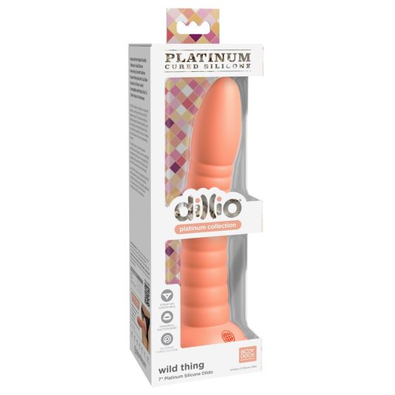Dillio Wild Thing - clamp-on grooved silicone dildo (19cm) - orange