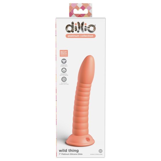 Dillio Wild Thing - clamp-on grooved silicone dildo (19cm) - orange