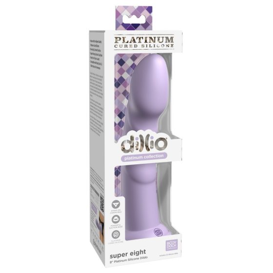 Dillio Super Eight - sticky-fingered acrylic silicone dildo (21cm) - purple