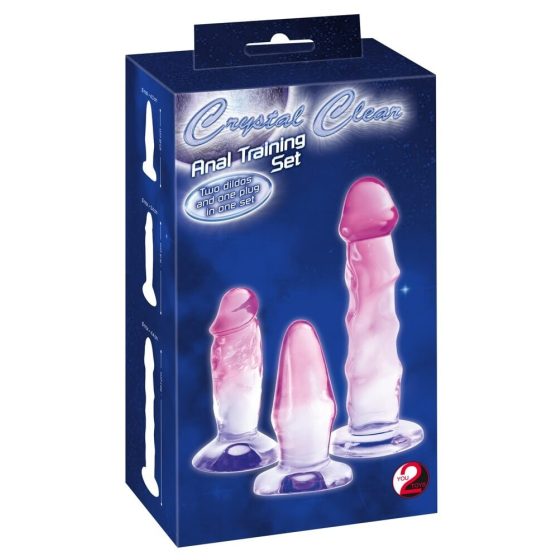 Crystal Clear - Anal trainer set - 3pcs (translucent-pink)