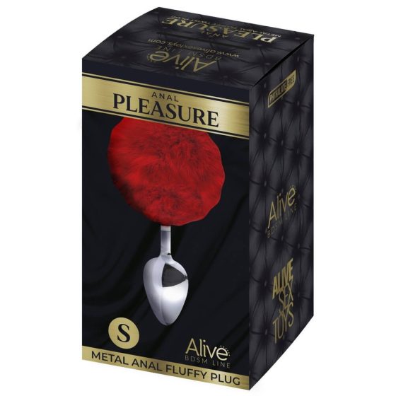 Alive Anal Pleasure - small anal plug with bunny ears (silver-red)