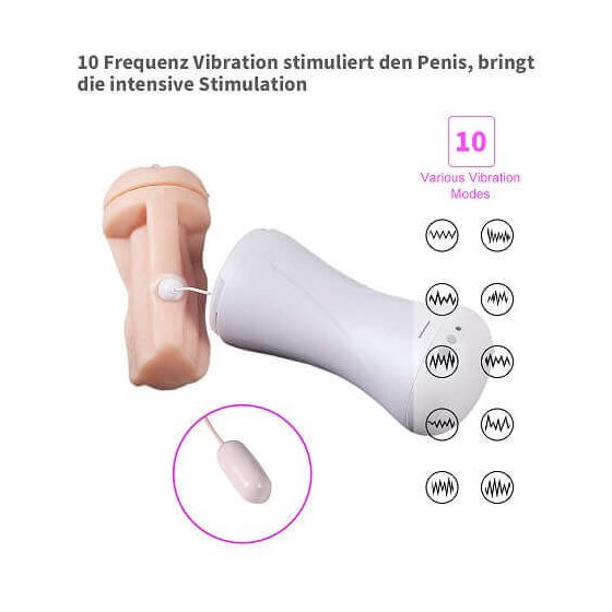 Lonely Happy - rechargeable, moaning-roaring artificial pussy (white-natural)