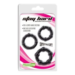 Lonely Slay Hard - penis ring set - black (3 pieces)